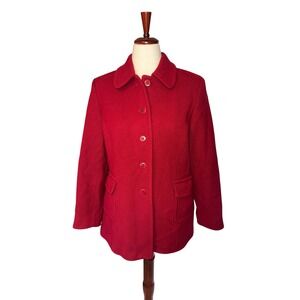 Pendleton | Red Wool Blend Coat Jacket |‎ Vintage 90s | Button Front | Petite 14